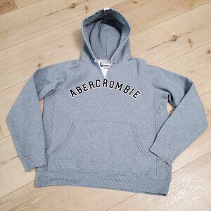 Vintage Abercrombie And Fitch Hoodie 92 Gray Spell Out Pullover Heavy Pocket "3"